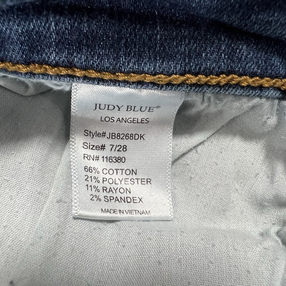 Judy Blue Pull on Skinny Jeans Women's 7/28 Blue Stretch Denim‎ High Rise USA - Picture 3 of 10